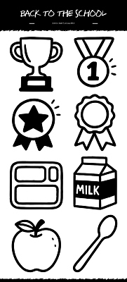 자연요소 교육 음식 과일 학교 유제품 수저 상_우승 상_상패 파일형식 벡터 트로피 메달 별 도시락 우유 사과 숟가락 도구 학습 학생 수업 교실 상패 상품 식사 AI파일 국내일러스트 일러스트