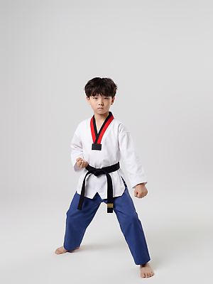 JPG 편집이미지 옷 어린이 스포츠 포즈 기술 도복 소년 운동 흰색 집중 체육 연습 태권도 태권도복 사범 의료성형뷰티 편집실사 AI인물포토 AI콘텐츠 남자 컬러 컨셉 건강 사람 격투기 CG 파일형식 AI포토