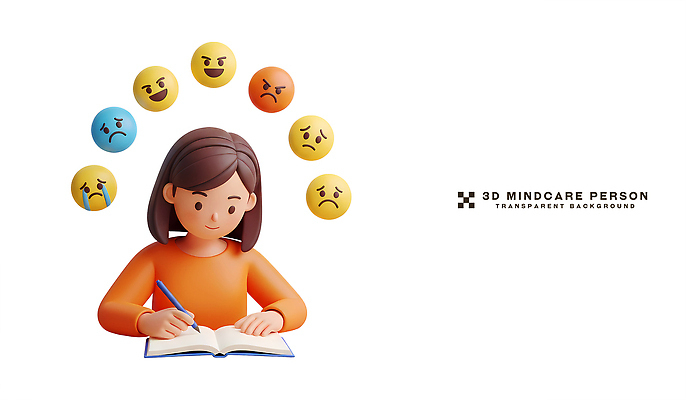 여자 교육 감정 어린이 컨셉 모션 건강 3D 파일형식 소녀 책 읽기 이모티콘 생각 표정 마음 학교 학습 캐릭터 집중 호기심 기쁨 슬픔 편집이미지 편집3D PSD 정신건강