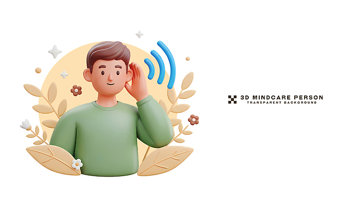 식물 모션 건강 신체부위 3D 디지털합성 파일형식 사람 귀 듣기 소리 캐릭터 백그라운드 꽃 잎 장면 표현 디자인 편집이미지 편집3D PSD 정신건강