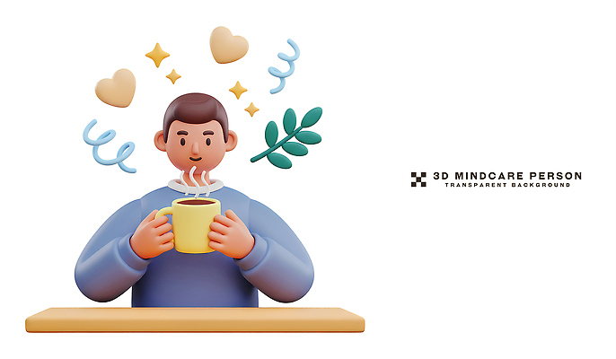 주간 모양 식물 식기 감정 가구 컨셉 모션 건강 사람 라이프 3D 파일형식 남자 음료 마시기 탁자 하트 꽃 행복 일상 분위기 뜨거움 컵 아침 오후 편집이미지 편집3D PSD 정신건강