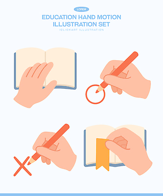 도형 교육 컨셉 모션 문구용품 신체부위 확인 파일형식 벡터 손 포즈 책 학습 표시 북마크 원형 체크표시 표현 자료 공책 기록 그림 방법 아이디어 컬러 연습 과제 일러스트 국내일러스트 AI파일 손짓