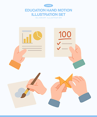 교육 종이 컨셉 모션 신체부위 접기 파일형식 벡터 손짓 그래프 점수 그림 종이접기 학습 예술 창의성 학교 작업 포즈 평가 자료 성공 손 일러스트 국내일러스트 AI파일