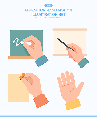 문자 교육 장신구 모션 신체부위 파일형식 벡터 손 포즈 칠판 종이 머리핀 표현 수업 학습 그림 장식 디자인 기호 기록 도구 일러스트 국내일러스트 AI파일 손짓