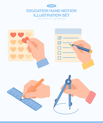 교육 모션 문구용품 신체부위 장기_의학 확인 파일형식 벡터 손짓 스티커 심장 리스트 체크표시 자 컴파스 그리기 기록 도구 학습 디자인 표현 손 컬러 작업 만들기 일러스트 국내일러스트 AI파일