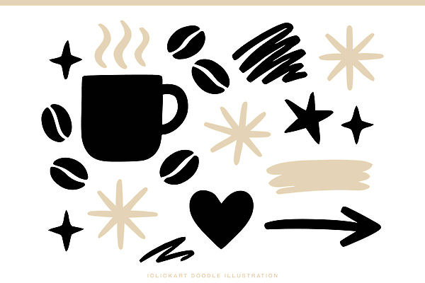 도형 디자인 문화 커피 음료 예술 선 백그라운드 일러스트 도안 그래픽 카페 원두 하트 표현 낙서 커피잔 스타 국내일러스트 AI파일 모양 잔 상점 파일형식 벡터