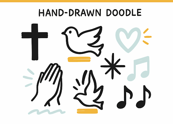 자연요소 모양 문자 음악 무늬 조류 문화예술 파일형식 벡터 도안 기호 비둘기 십자가 하트 기도 노래 별 추상 그림 종이 표현 손그림 창작 디자인 이미지 일러스트 국내일러스트 AI파일