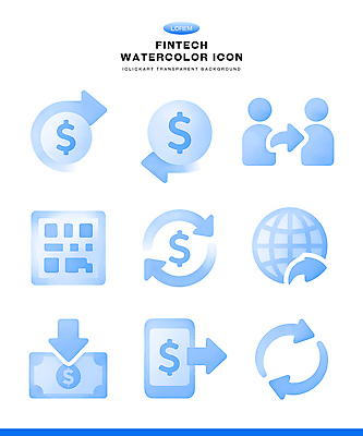 아이콘 컬러 모바일 말하기 금융 경제 재산 파일형식 핀테크 대화 돈 환전 거래 지구 자료 다운로드 시스템 회전 표시 그래픽 비즈니스 2D아이콘 PSD 파란색 수채화