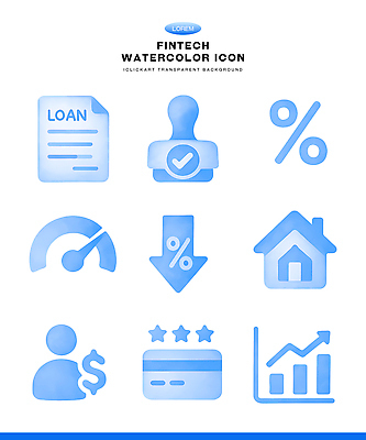 아이콘 컬러 컨셉 모바일 건물 금융 경제 사무용품 재산 파일형식 핀테크 대출 문서 인증 도장 거래 주택 서류판 비율 그래프 돈 사용자 2D아이콘 PSD 파란색 수채화