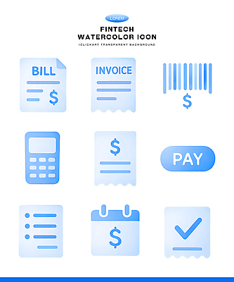 아이콘 컬러 모바일 문구용품 금융 경제 장비 파일형식 핀테크 계산서 송장 바코드 계산기 결제 디자인 기능 디지털 서비스 관리 거래 시스템 2D아이콘 PSD 파란색 수채화