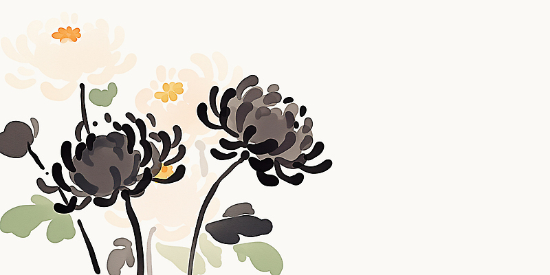 JPG 식물 전통 디자인 꽃 예술 컬러 백그라운드 일러스트 자연 생명 국화 물감 가을 배열 묘사 그림 한국화 조화 단순화된 매난국죽 차분 국내일러스트 AI일러스트 AI콘텐츠 계절 컨셉 미술도구 동양화 생태계 파일형식