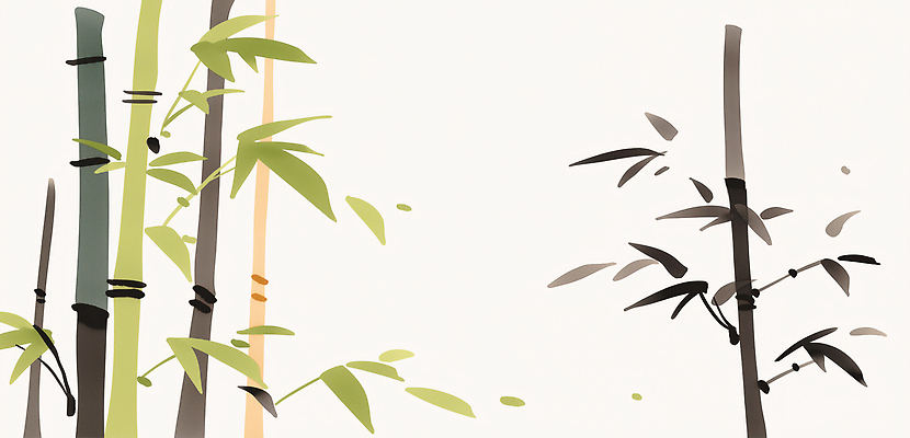 JPG 식물 전통 디자인 예술 줄기 컬러 잎 겨울 일러스트 자연 생명 바람 풍경 환경 변화 대나무 그림 한국화 조화 단순화된 매난국죽 국내일러스트 AI일러스트 AI콘텐츠 자연요소 나무 계절 컨셉 날씨 동양화 생태계 파일형식