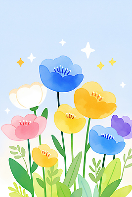 JPG 식물 꽃잎 꽃 컬러 꽃밭 일러스트 봄꽃 자연 하늘 풍경 여름 환경 정원 봄 원예 식물원 화사함 국내일러스트 AI일러스트 AI콘텐츠 계절 컨셉 취미 생태계 파일형식