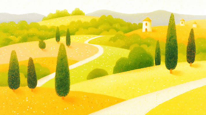 JPG 나무 디자인 길 컬러 여행 일러스트 자연 하늘 산 주택 풍경 초원 여름 운동 농장 봄풍경 공간 탐험 언덕 수목 풍경화 국내일러스트 AI일러스트 AI콘텐츠 식물 계절 농업 건강 건물 봄 그림 생태계 파일형식