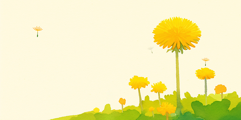 JPG 식물 꽃 꽃밭 일러스트 자연 날씨 풍경 초원 여름 햇빛 노란색 환경 봄 민들레 생태계 민들레홀씨 국내일러스트 AI일러스트 AI콘텐츠 계절 컬러 태양 파일형식