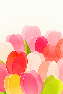 JPG 식물 꽃 화초 컬러 꽃다발 백그라운드 일러스트 자연 풍경 장식 봄 다양 튤립 표현 원형 소재 장면 화사함 조화 국내일러스트 AI일러스트 AI콘텐츠 도형 계절 다수 컨셉 생태계 파일형식