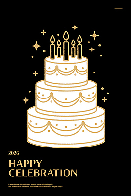 기념일 감정 컬러 컨셉 초 모션 디저트 이벤트 파티 연도 이벤트용품 파일형식 벡터 케이크 촛불 축하 장식 2026년 생일 반짝임 흰색 금색 중앙 선물 설계 음식 파티용품 세트 행복 기념 일러스트 국내일러스트 AI파일