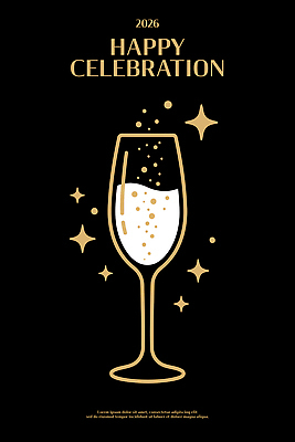 자연요소 식기 컬러 컨셉 모션 주류 이벤트 연도 파일형식 벡터 샴페인 잔 기념일 반짝임 축하 2026년 디자인 축제 음료 파티 별 금색 백그라운드 식사 일러스트 국내일러스트 AI파일