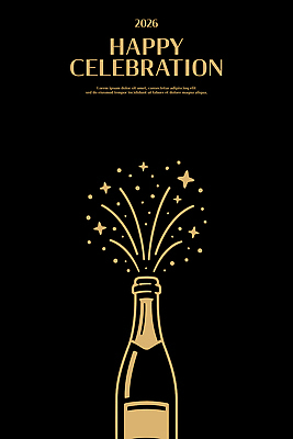 감정 컬러 컨셉 불 주류 이벤트 연도 파일형식 벡터 기념일 축하 샴페인 불꽃 폭발 장면 금색 검은색 파티 2026년 축제 음료 즐거움 일러스트 국내일러스트 AI파일