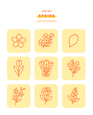 식물 계절 꽃 생태계 파일형식 벡터 봄 그래픽 디자인 자연 벚꽃 튤립 장미 꽃그림 선 컬러 AI파일 일러스트 국내일러스트