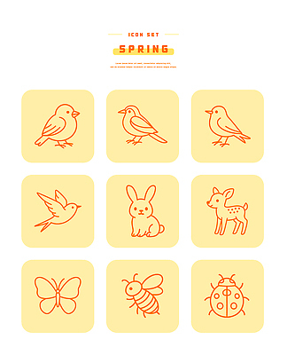 동물 계절 곤충 포유류 반려동물 파일형식 벡터 봄 조류 토끼 사슴 나비 무당벌레 디자인 세트 그래픽 AI파일 일러스트 국내일러스트