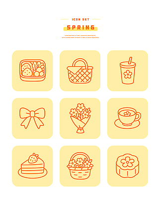 식물 계절 꽃 음식 컨셉 디저트 파일형식 벡터 봄 바구니 음료 다과 케이크 꽃다발 리본 이벤트 축제 분위기 AI파일 일러스트 국내일러스트