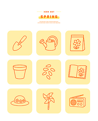 식물 계절 모션 취미 간행물 전자제품 파일형식 벡터 봄 정원 도구 삽 물주기 화분 씨앗 장식 잡지 라디오 꽃 원예 AI파일 일러스트 국내일러스트