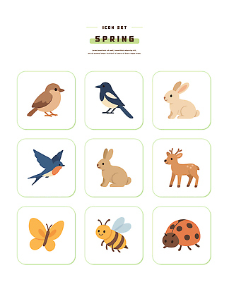 동물 계절 곤충 포유류 반려동물 생태계 파일형식 벡터 봄 조류 토끼 사슴 나비 무당벌레 자연 그래픽 디자인 AI파일 일러스트 국내일러스트