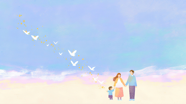 JPG 행복 어린이 일러스트 가족 자연 하늘 함께함 사랑 풍경 일상 부모 자유 비행 비둘기 소통 순간 국내일러스트 AI일러스트 AI콘텐츠 감정 컨셉 관계 조류 사람 라이프 생태계 파일형식