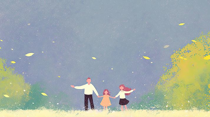 JPG 행복 어린이 일러스트 가족 자연 날리기 바람 나뭇잎 함께함 표정 서기 웃음 풍경 초록색 여름 부모 손잡기 숲 외출 순간 국내일러스트 AI일러스트 AI콘텐츠 자연요소 계절 감정 컬러 컨셉 잎 관계 모션 날씨 사람 생태계 파일형식