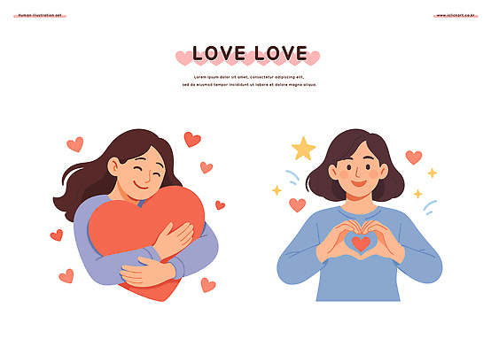 모양 감정 다수 컨셉 관계 사람 파일형식 벡터 사랑 하트 기쁨 포즈 표현 여러명 여자 축하 친구 가족 그림 소통 행복 모션 함께함 커플 일러스트 국내일러스트 AI파일