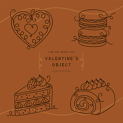 모양 기념일 선 음식 데이이벤트 디저트 이벤트 케이크 파일형식 벡터 발렌타인데이 마카롱 롤케이크 하트 디자인 그림 세트 생일 선물 초콜릿 과자 예술 창작 먹거리 AI파일 일러스트 국내일러스트 라인아트