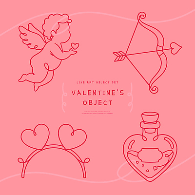 모양 감정 선 컨셉 관계 데이이벤트 이벤트 파일형식 벡터 발렌타인데이 사랑 천사 하트 화살 장식 기념일 축제 선물 커플 로맨틱 상징 행복 기념 디자인 AI파일 일러스트 국내일러스트 라인아트