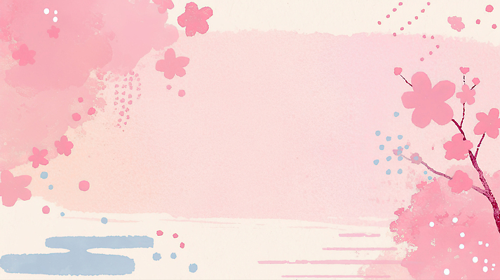 JPG 나무 디자인 꽃잎 꽃 분홍색 하늘색 백그라운드 일러스트 자연 수채화 장식 봄 벚꽃 그림 장면 화기애애 국내일러스트 AI일러스트 AI콘텐츠 식물 계절 컬러 컨셉 파란색 생태계 파일형식