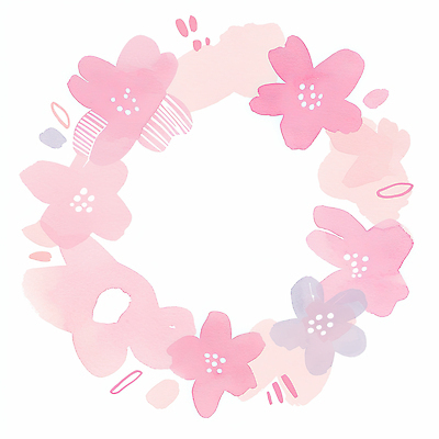 JPG 디자인 꽃 예술 분홍색 백그라운드 일러스트 자연 장식 여름 화환 벚꽃 배열 소중 조화 색감 스타일 국내일러스트 AI일러스트 AI콘텐츠 식물 계절 컬러 컨셉 생태계 파일형식