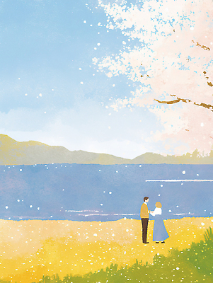 JPG 커플 꽃 바다 여행 데이트 일러스트 자연 하늘 날씨 산 함께함 따뜻함 사랑 사람 풍경 해변 일상 물 소풍 봄 벚꽃 시간 국내일러스트 AI일러스트 AI콘텐츠 자연요소 식물 계절 감정 컨셉 관계 라이프 야외활동 생태계 파일형식