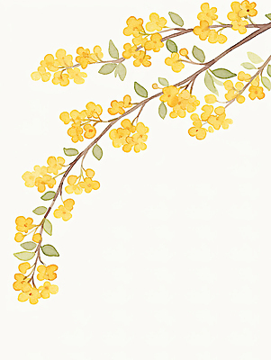 JPG 식물 디자인 계절 꽃 예술 줄기 컬러 백그라운드 잎 일러스트 자연 생명 수채화 잔디 장식 노란색 봄 그림 산수유 국내일러스트 AI일러스트 AI콘텐츠 생태계 파일형식