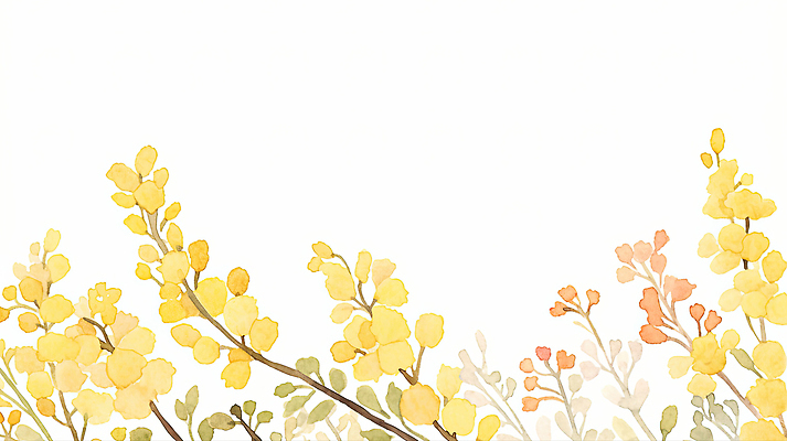 JPG 식물 디자인 꽃 예술 컬러 백그라운드 일러스트 자연 수채화 풍경 장식 노란색 봄 나뭇가지 자주색 그림 산수유 차분 국내일러스트 AI일러스트 AI콘텐츠 나무 계절 컨셉 생태계 파일형식