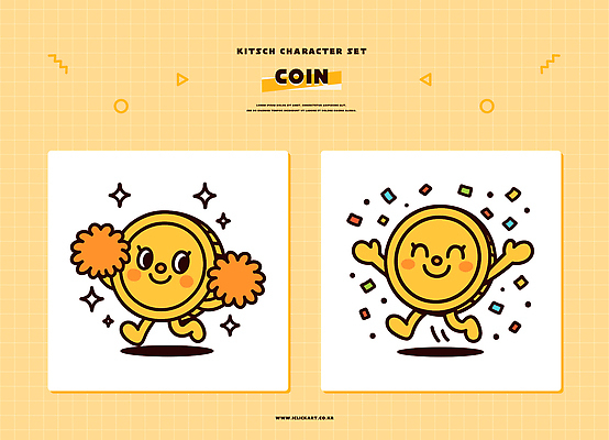 캐릭터 감정 돈 사람 신체부위 장식 파일형식 벡터 동전 그림 모션 손 방울 응원 디자인 표현 어린이 즐거움 세트 포즈 일러스트 일러캐릭터 AI파일