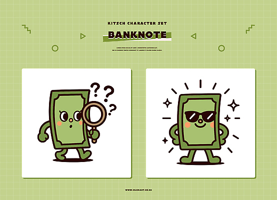 캐릭터 감정 안경 컨셉 지폐 돈 문구용품 표정 파일형식 벡터 공책 탐정 선글라스 호기심 자신감 그림 디자인 귀여움 웃음 따뜻함 컬러 즐거움 스타일 포즈 묘사 일러스트 일러캐릭터 AI파일 만원