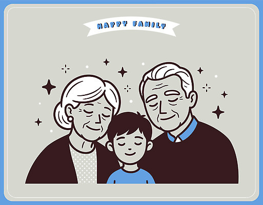 여자 노년 남자 감정 어린이 컨셉 관계 표정 말하기 파일형식 벡터 가족 할머니 할아버지 소년 행복 미소 순간 사랑 연령 웃음 세대 추억 이야기 따뜻함 소통 대화 일러스트 국내일러스트 AI파일