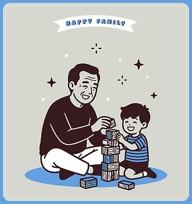 노년 남자 건축 감정 어린이 컨셉 관계 모션 놀이 표정 사람 파일형식 벡터 가족 블록 행복 쌓기 웃음 시간 함께함 즐거움 바닥 소년 게임 구조물 과정 일러스트 국내일러스트 AI파일 할아버지