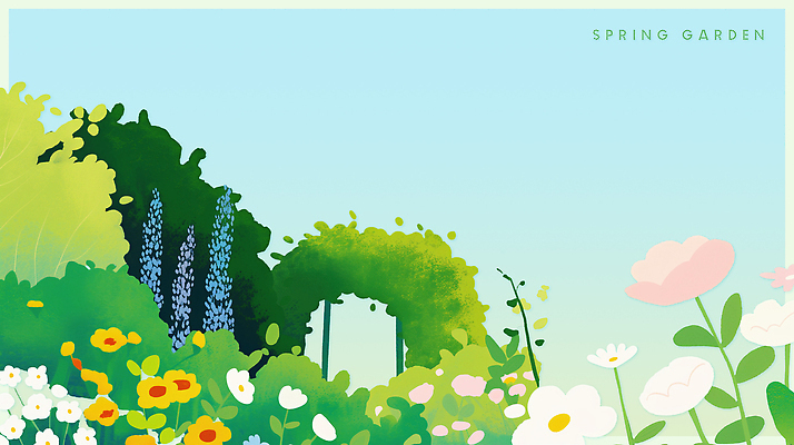 자연요소 식물 계절 컬러 날씨 태양 생태계 원예 파일형식 봄 정원 꽃 자연 만개 풍경 생명 초록색 환경 햇빛 바람 정원가꾸기 PSD 일러스트 국내일러스트
