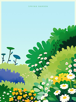 식물 계절 꽃 길 취미 태양 생태계 파일형식 정원 봄 자연 풍경 산책로 꽃밭 나무 초원 컬러 식물원 햇빛 생명 조경 원예 잔디 PSD 일러스트 국내일러스트