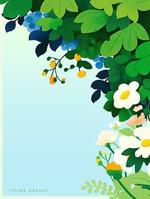 식물 계절 컬러 잎 취미 생태계 원예 파일형식 봄 정원 꽃 나뭇잎 초록색 자연 생명 정원가꾸기 화초 테마 디자인 장식 풍경 PSD 일러스트 국내일러스트