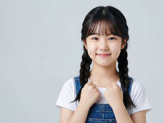 JPG 편집이미지 응시 여자 감정 얼굴 어린이 백그라운드 티셔츠 미소 소녀 카메라 파이팅 양손 청바지 의료성형뷰티 해맑음 편집실사 AI인물포토 AI콘텐츠 손 시선 셔츠 바지 모션 표정 사람 신체부위 전자제품 CG 파일형식 AI포토