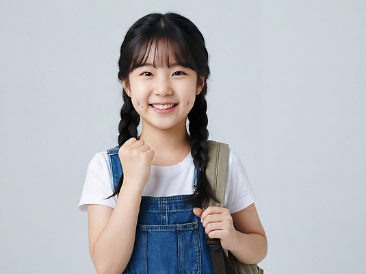 JPG 편집이미지 여자 길 어린이 생각 가방 장신구 학교 양갈래머리 표정 미소 친구 파이팅 주먹 기쁨 시간 즐거움 준비 의료성형뷰티 편집실사 AI인물포토 AI콘텐츠 헤어스타일 잡화 교육 감정 관계 모션 사람 CG 파일형식 AI포토