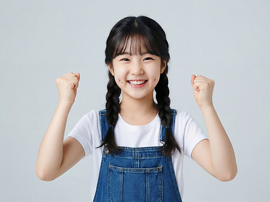 JPG 편집이미지 여자 감정 어린이 포즈 백그라운드 모션 표정 웃음 파이팅 기쁨 청바지 자신감 즐거움 의료성형뷰티 편집실사 AI인물포토 AI콘텐츠 바지 사람 CG 파일형식 AI포토