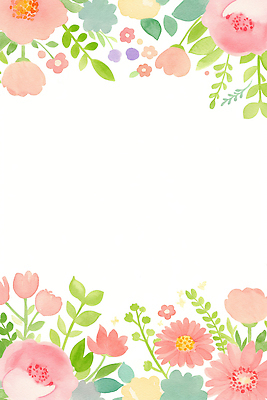 JPG 식물 디자인 꽃잎 꽃 컬러 백그라운드 잎 패턴 일러스트 자연 수채화 프레임 장식 봄 벚꽃 테두리 화사함 카피스페이스 국내일러스트 AI일러스트 AI콘텐츠 계절 컨셉 무늬 공백 생태계 파일형식