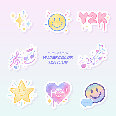 자연요소 모양 컨셉 문화예술 문구용품 표정 전자제품 파일형식 Y2K 스티커 수채화 디자인 미소 음악 공책 별 하트 카메라 화려 백그라운드 그래픽 PSD 오브젝트 일러스트 국내일러스트